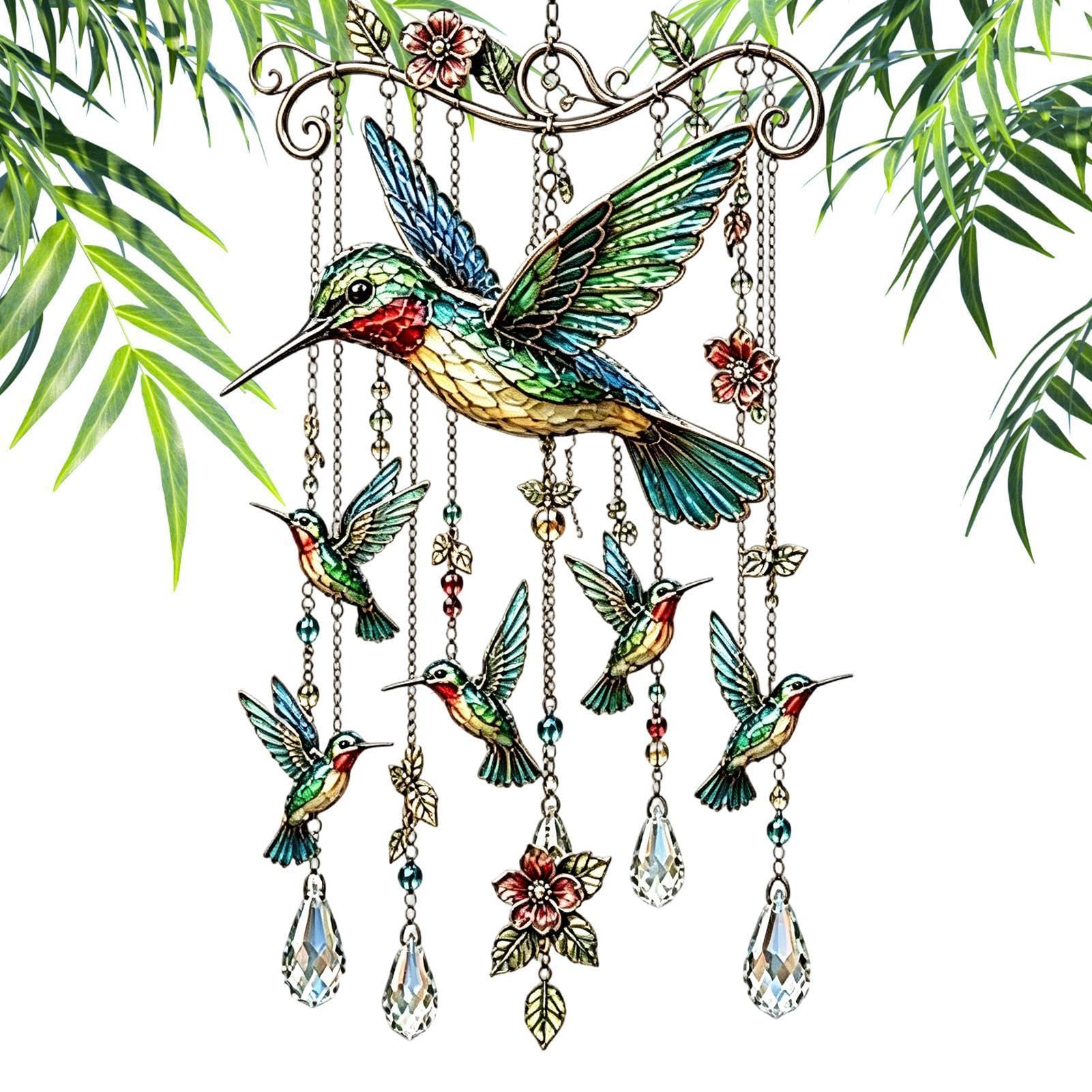 Carillon éolien colibri extérieur cour patio porche suspension durable