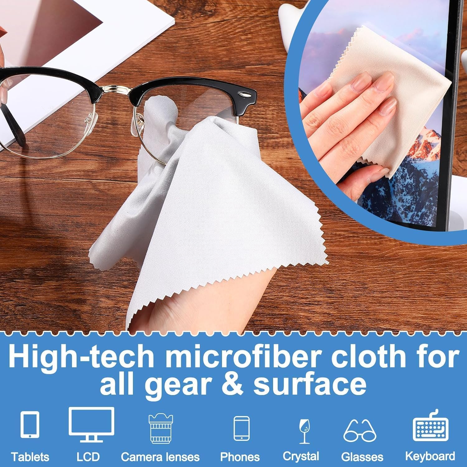Eco Vision Microfiber Cleaning Cloth for Eyeglasses, Mobile Screen, Camera Lens, Tablets, Desktop, Laptop, Sunglasses and Other Glass Materials (Multi-Color) 6 x 7 Inches - Pack of 6 3