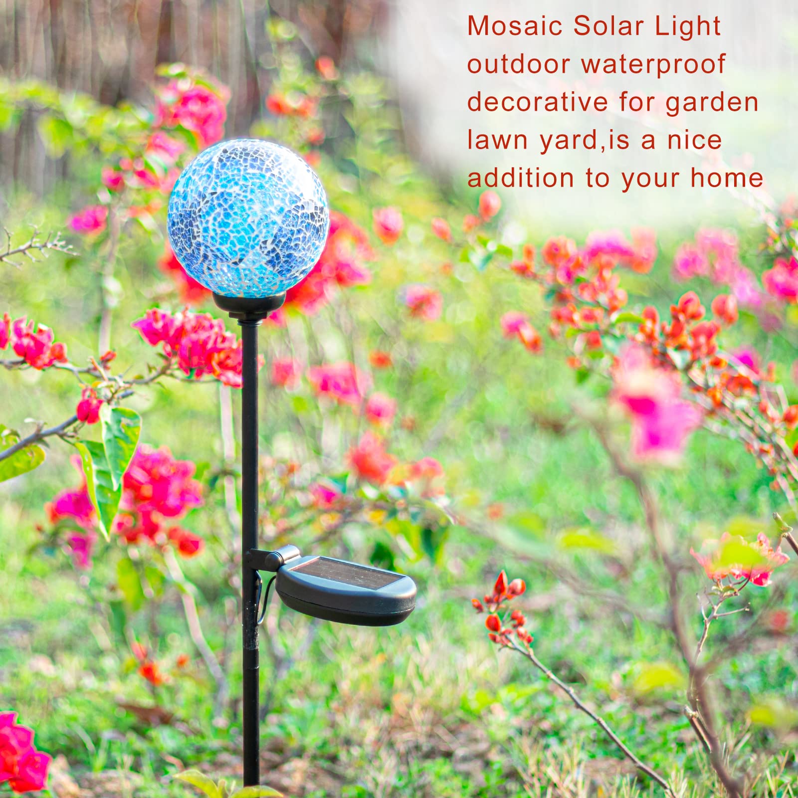Solar Garden Stake Lights - Glass Flower Outdoor Decor For Yard & Pathway