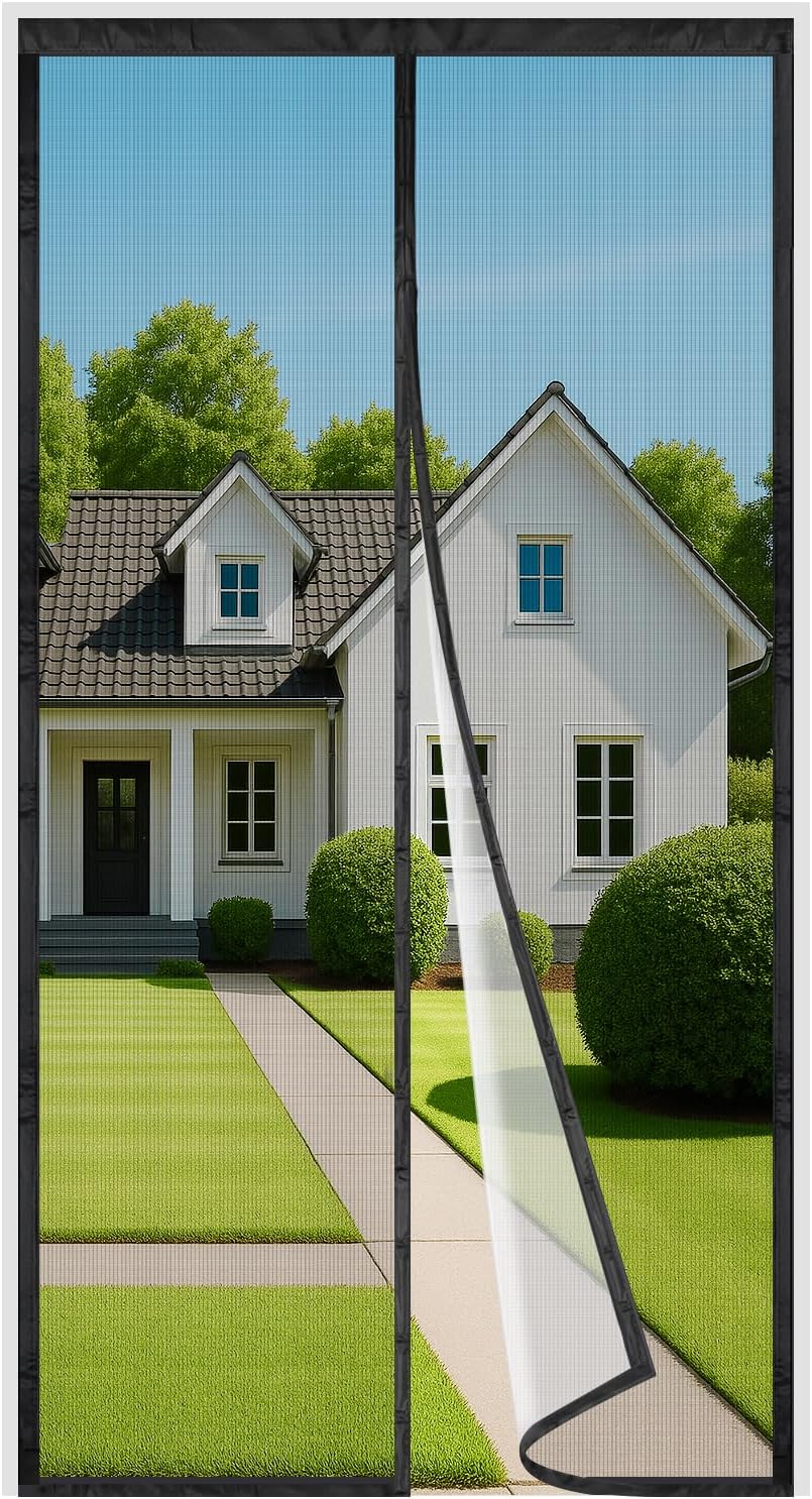 4UMOR Zanzariera Magnetica Porta Finestra Adesione e Potenza Aggiunte Chiusura Automatica Anti zanzare e Mosche Tenda Magnetica Traspirante 90x240cm