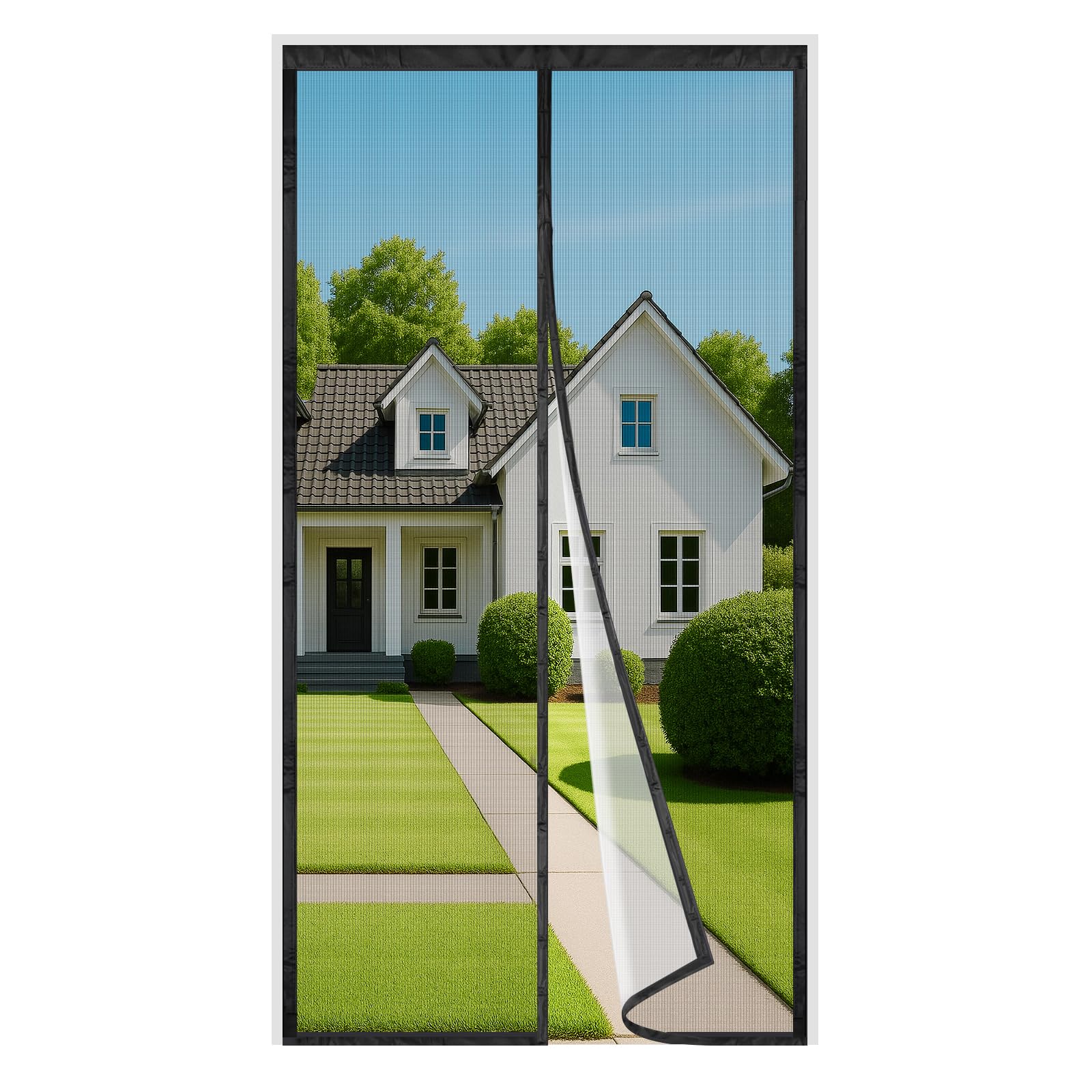 Moustiquaire Porte Fenêtre Magnétique 4UMOR, Rideau Anti Mouche Aimanté 120x220cm, Filet Porte Au Maillage Fin, Se Ferme Automatiquement, Largeur Supérieure Jusqu'à 3,8cm, Ruban Adhésif Inclus, Noir