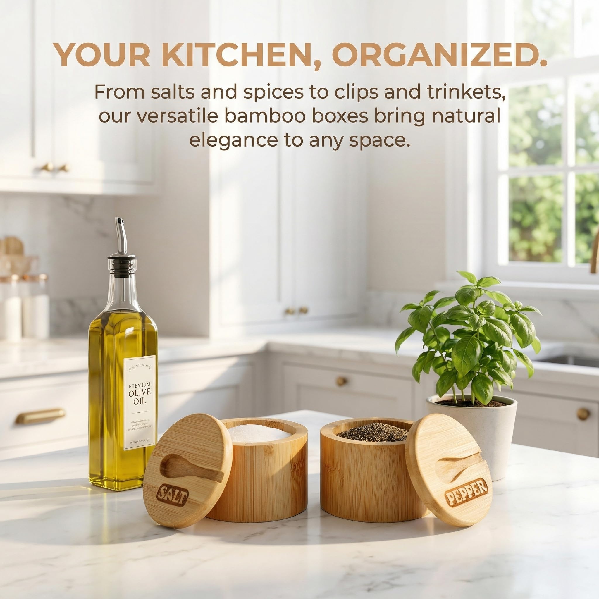 Amazon.com: Lawei 2 Pack Bamboo Salt and Pepper Bowls, Round Salt