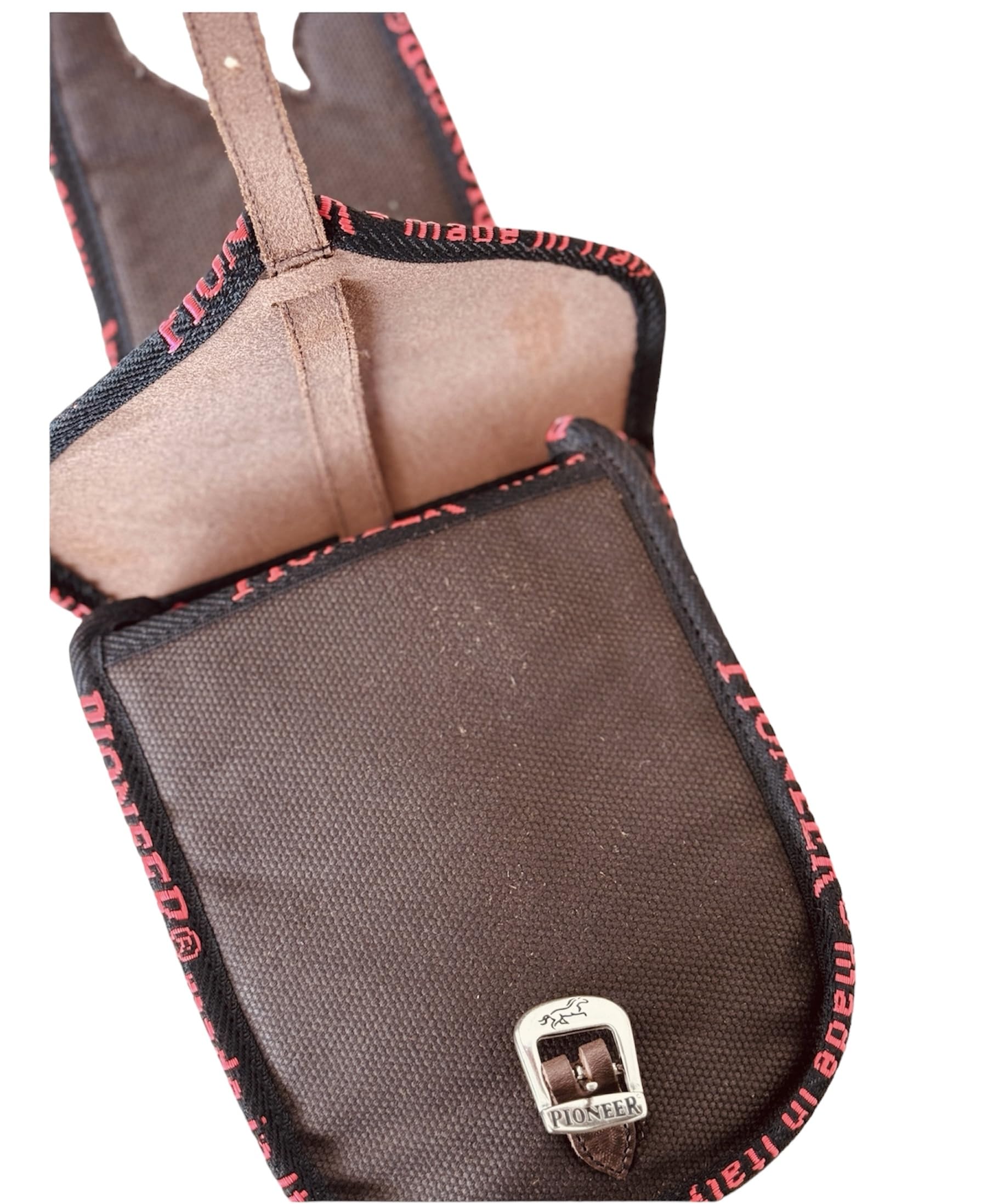 PIONEER Bisacce Cavallo - Borsa da Sella in Cuoio e Tessuto per Equitazione - Ideali per Trekking e Gite a Cavallo - Design Anteriore - Resistente e Confortevole