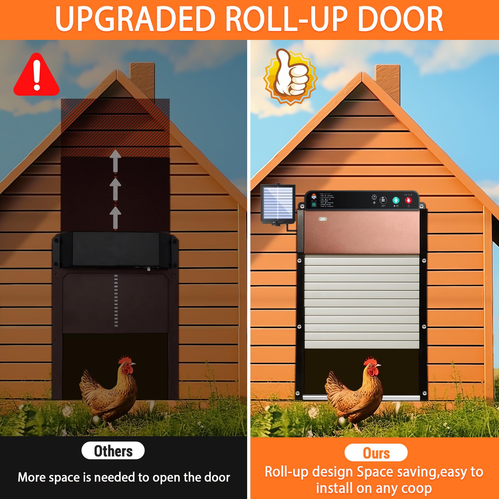 Apri-Porta automatico Per Pollaio modello AUTO-DEFENDER incluso pannello solare per ricarica Apri-Porta automatico Per Pollaio modello AUTO-DEFENDER incluso pannello solare per ricarica