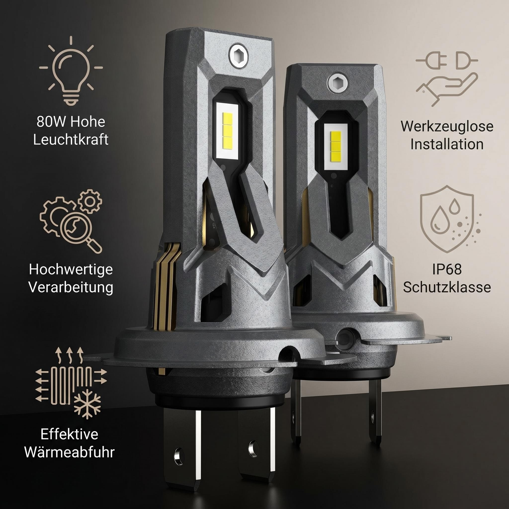 XRC H7 Auto Lampe, 80 W 16000 LM H7 Halogenlampe 6000K Abblendlicht(2PCS)