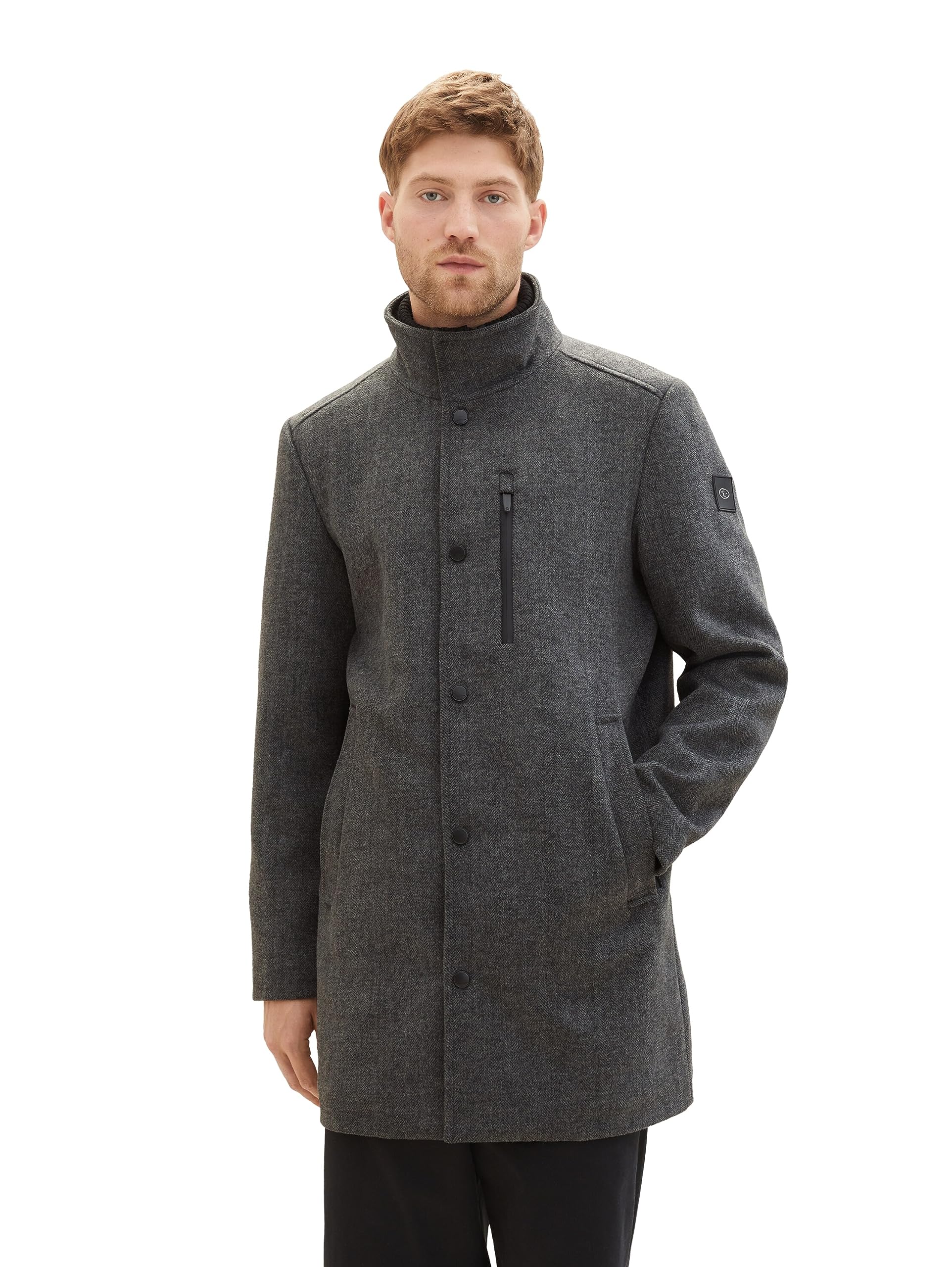 TOM TAILOR Herren 2-in-1 Wollmantel mit integrierter Innenjacke
