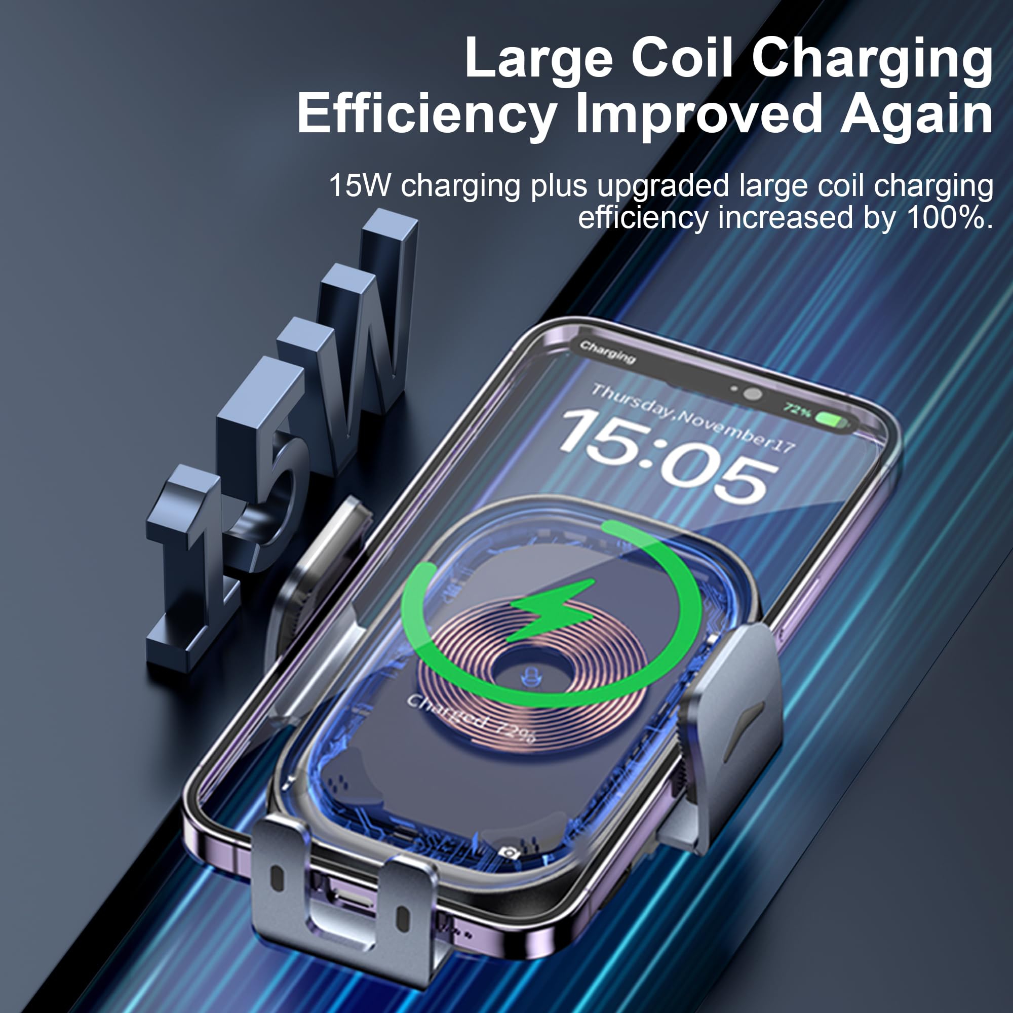 Cargador inalámbrico para coche, 3 en 1, soporte para teléfono de coche, cargador de coche, montaje para parabrisas, salpicadero, ventilación de aire, soporte de teléfono celular de carga rápida con