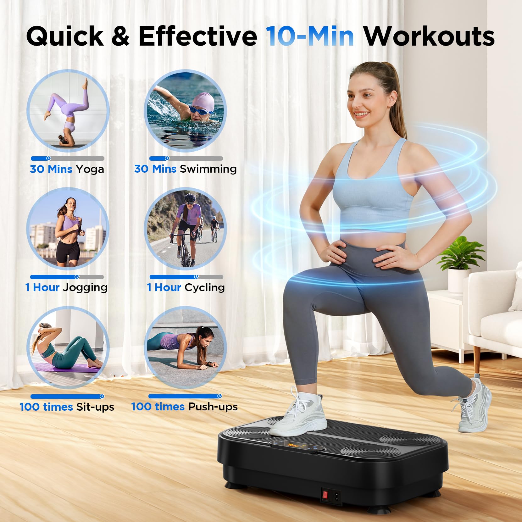 Dripex Piattaforma Vibrante per Casa, Pedana Vibrante con 1–99 Livelli di Intensità e 4 Fasce Elastiche, Allenamento Completo del Corpo, Portata fino a 130 kg