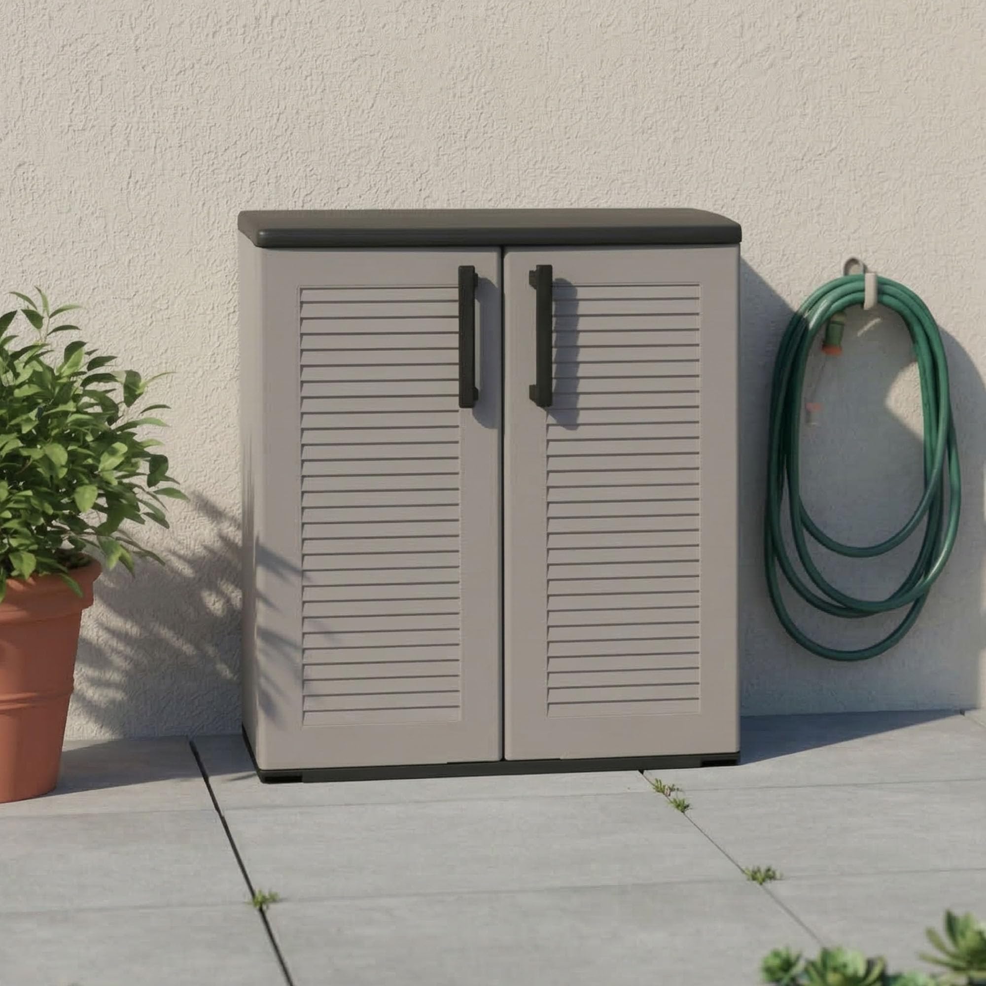 Armadio da esterno Mol Dmora 68x37h84 cm Grigio e Nero