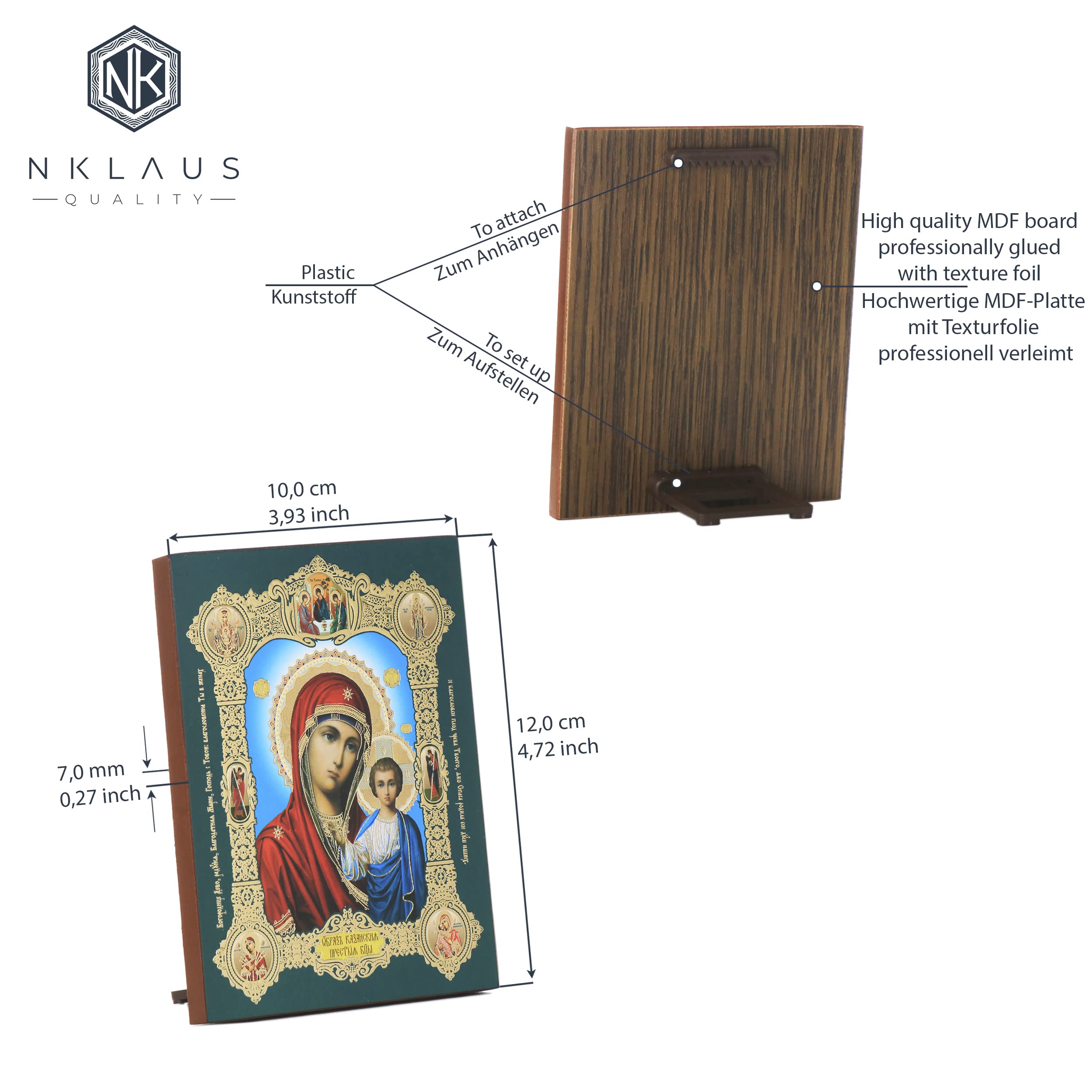 Icona Religiosa In Legno Madre Di Dio Di Kazan 10x12cm - Arte Cristiana Ortodossa - Foto 6