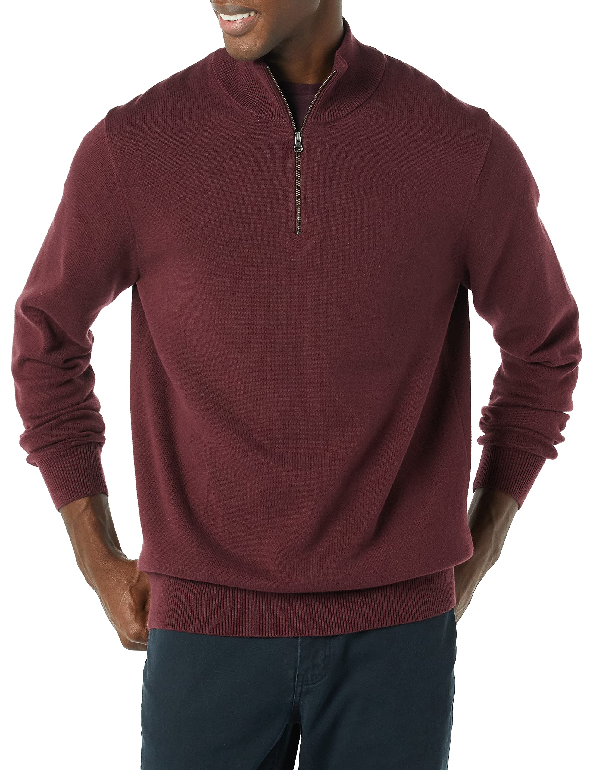 Amazon Essentials Herren Pullover mit Viertelreißverschluss aus 100% Baumwolle