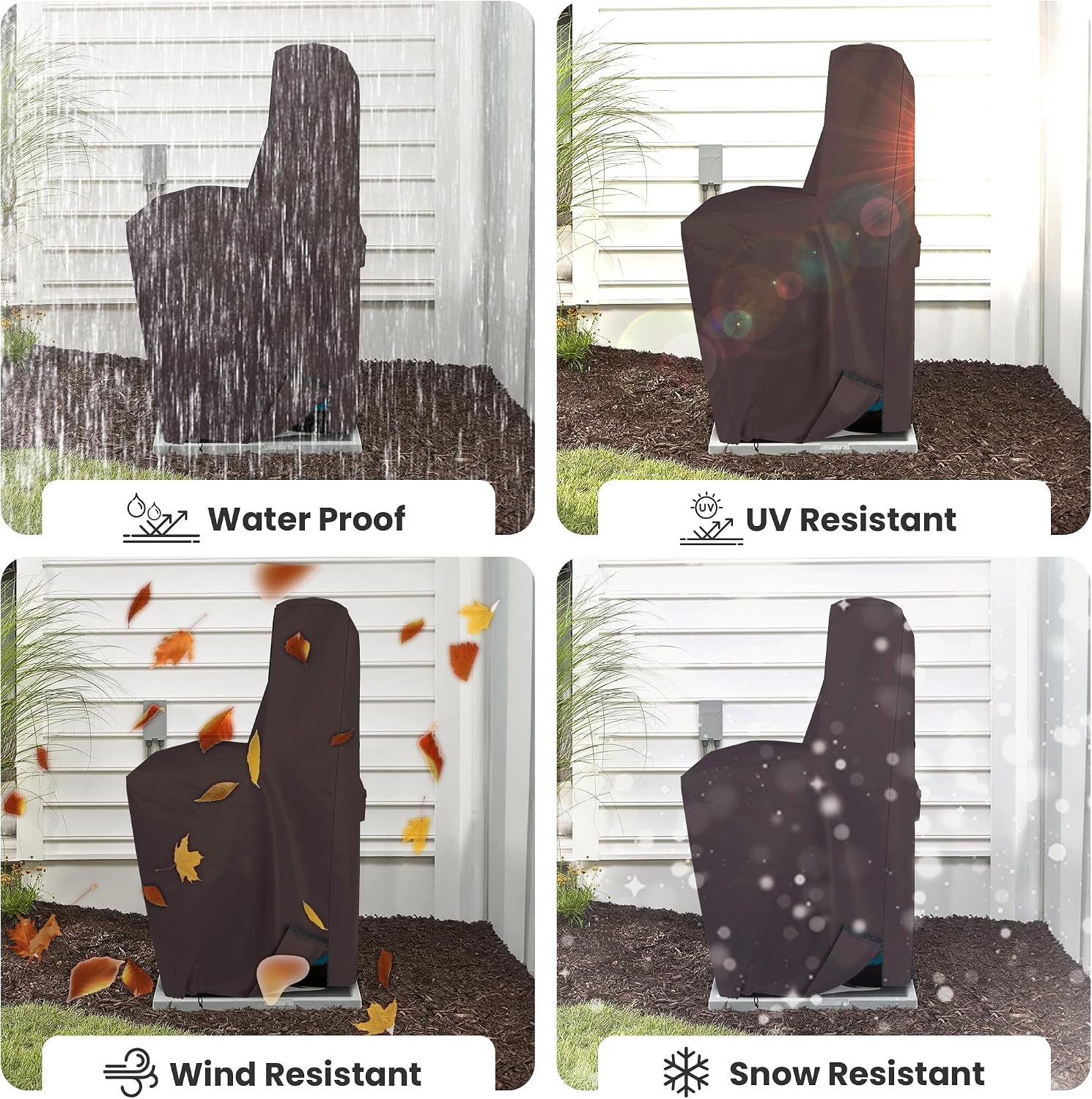 Covers & All Water Softener Tank Cover Outdoor Insulated, Waterproof, Anti UV & Tear Proof Filter Tank Cover with Handle, Zippers & Air Vents (64" H x 40" W x 16" D Inches, Coffee)