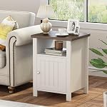 ChooChoo Ensemble de 2 Table de chevet ferme, Rustique Vintage Table d'appoint avec rangement pour chambre à coucher salon, blanc