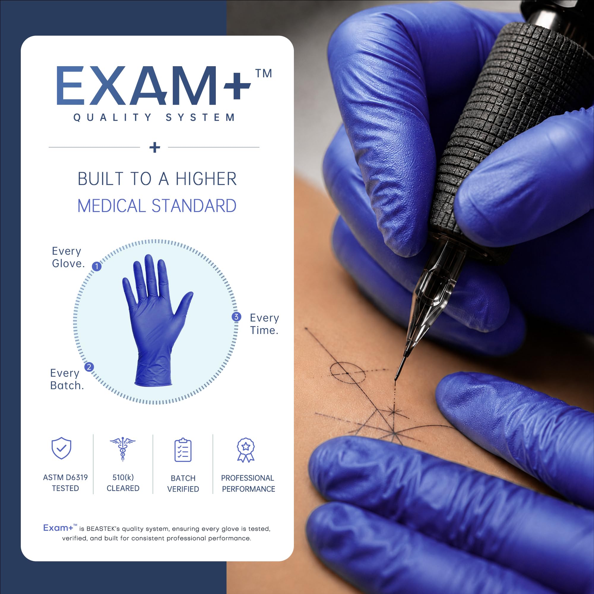 Beastek Guantes de examen de nitrilo, 4.0 mil, 100 unidades, sin polvo, sin látex, guantes desechables de cocina médica, aptos para alimentos, azul violeta (mediano)
