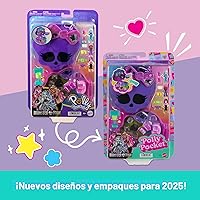 Vista 8 de Polly Pocket Monster High Conjunto de juego con 3 muñecas micro y 10 accesorios, se abre a la escuela secundaria, juguete de viaje coleccionable