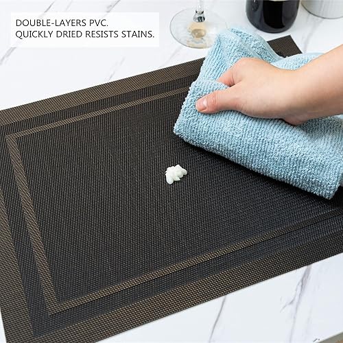 Miniatura 5 de Juego de 4 manteles individuales para mesa de comedor de PVC, antideslizante, lavable, resistente al calor, para decoración de casa de campo,