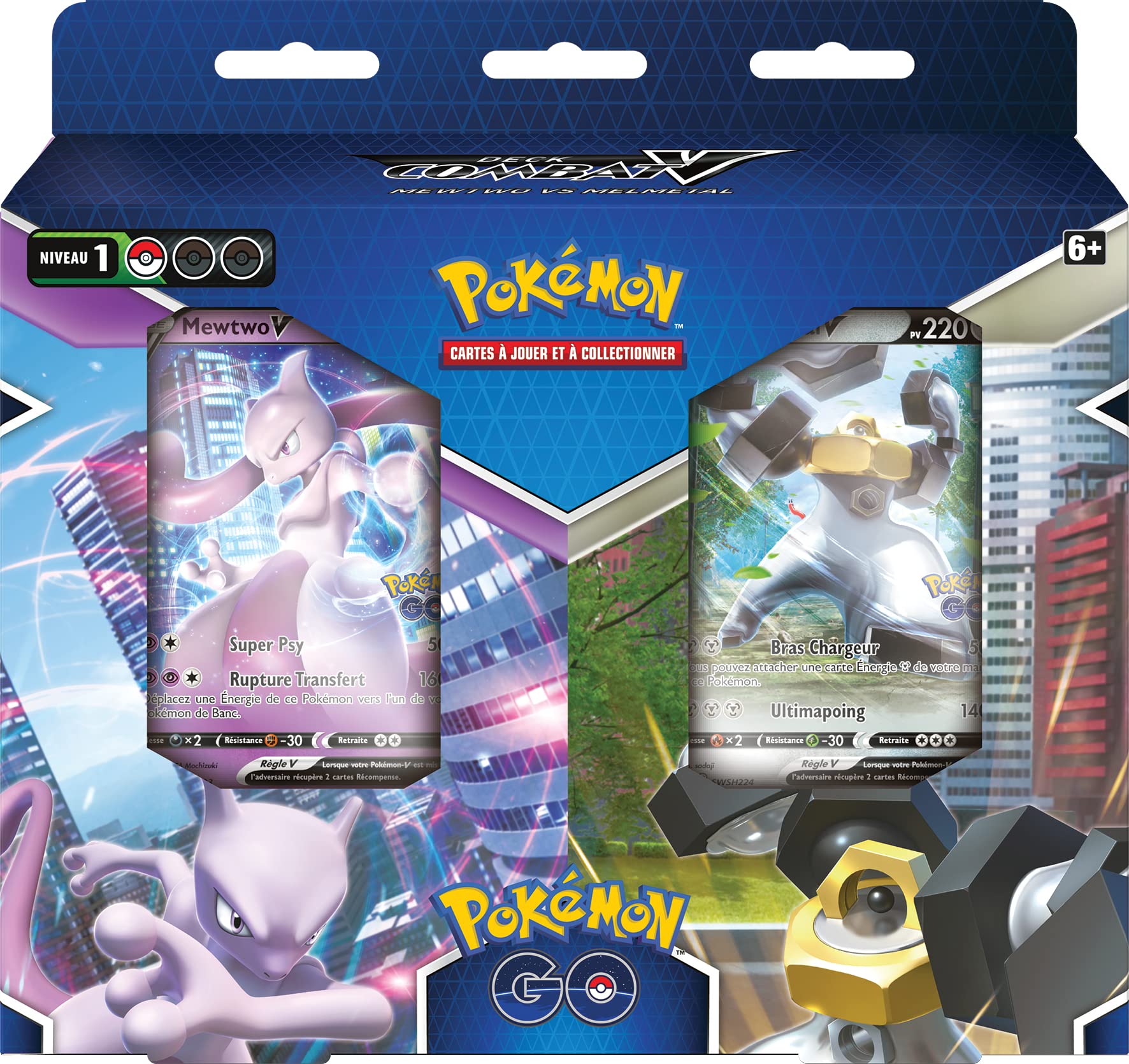 Pokémon, GO : Bundle Deck Melmetal-V/Mewtwo-V, Jeu de société, Cartes à Collectionner, A partir de 6 Ans