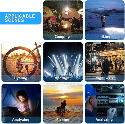 Miniatura 6 de Mudder Juego de 4 linternas que brillan en la oscuridad, 9 mini linternas LED recubiertas de goma con asa, linterna portátil LED de aluminio