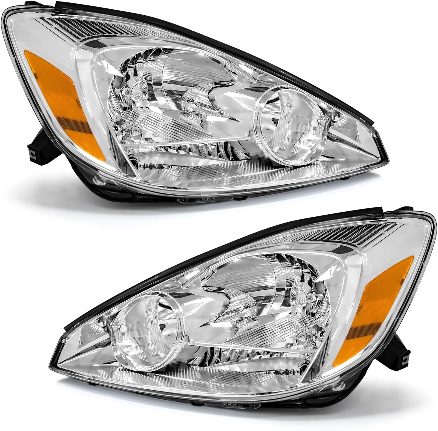 for 2004-2005 Toyota Sienna Headlights Assembly Compatible with 04 05 Sienna Headlamp with Chrome Housing Amber Reflector Replacement Driver & Passenger Side