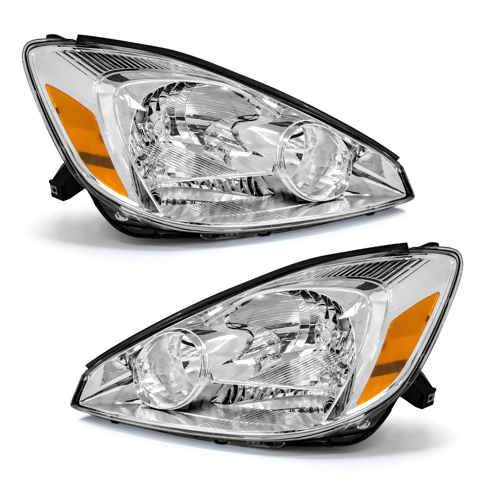 Photo 1 of for 2004-2005 Toyota Sienna Headlights Assembly Compatible with 04 05 Sienna Headlamp with Chrome Housing Amber Reflector Replacement Driver & Passenger Side