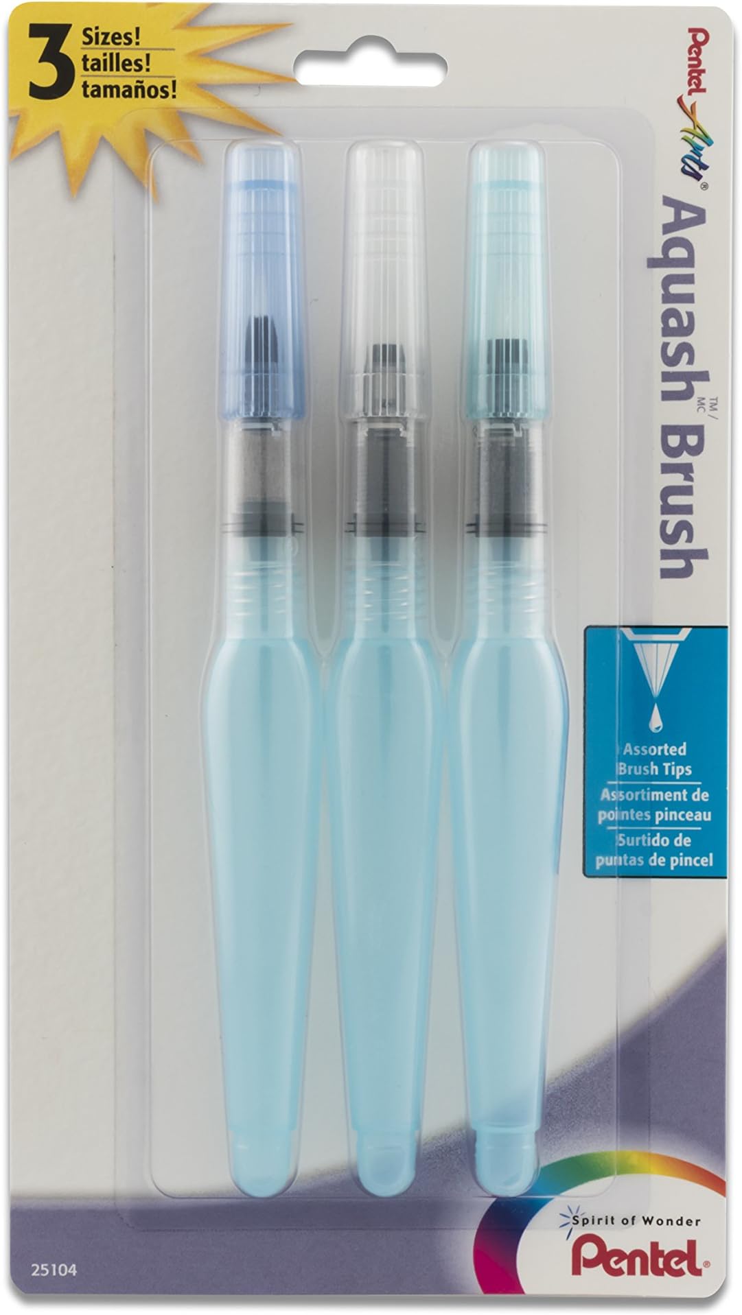 Arts Aquash Water Brush Assorted Tips, Pack of 3 (FRHBFMBP3)