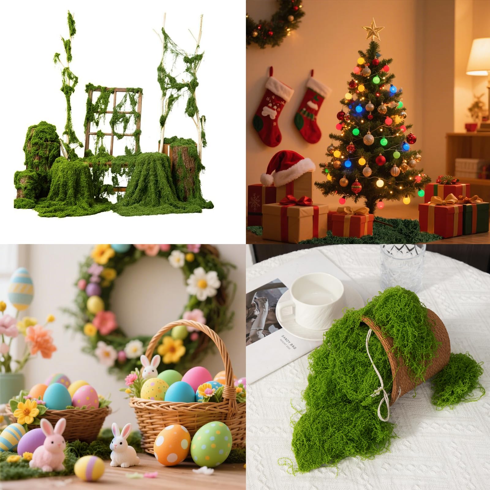 200g Di Muschio Artificiale Stabilizzato – Verde Nylon Per Decorazioni Fai Da Te, Pasqua, Natale