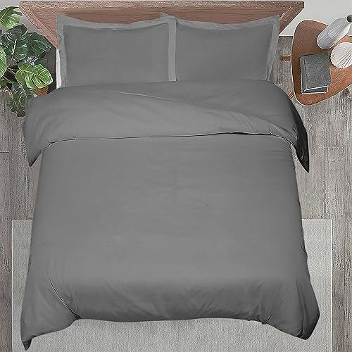 Miniatura 8 de ROYALE LINENS Funda de edredón gris tamaño Queen  Fundas de edredón de 3 piezas  Cierre de cremallera  1 funda de edredón Queen de 90 x 90 pulgadas