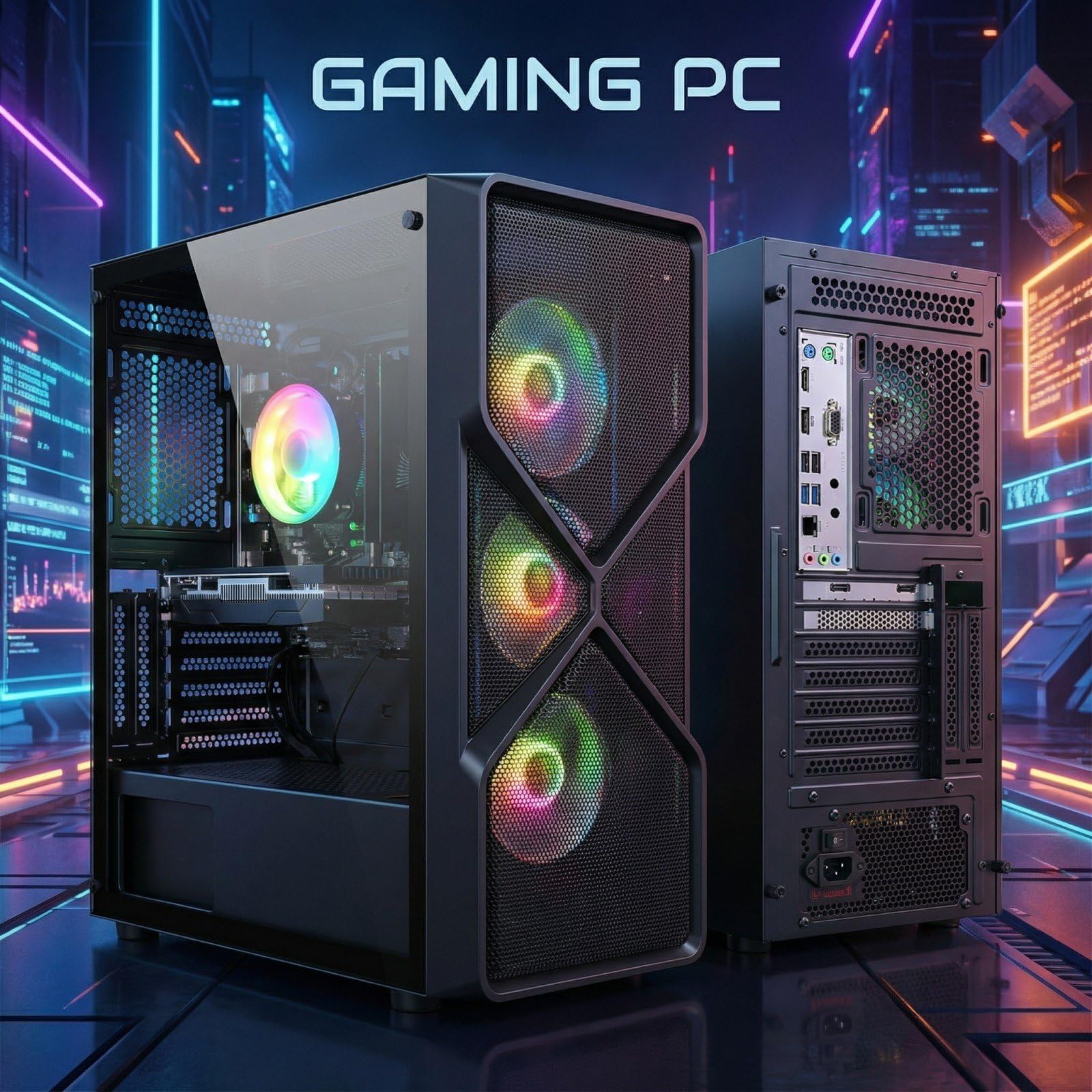STGSivir PC Gaming Fisso, Core i7 Gen8, RTX 3050 6G, 16G DDR4, 1T SSD | Computer Gaming per Streaming, Editing Video, Compiti, fino a 4.1 GHz, WiFi 6, BT 5.0, 4K,HDMI,DP, Win11 Pro, Case ARGB