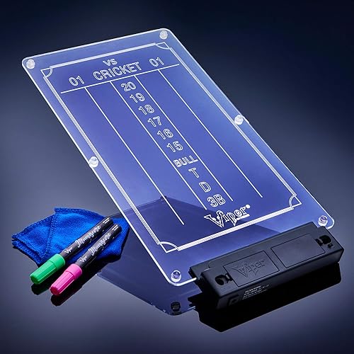 Miniatura 2 de Viper Illumiscore Plus+ See-Through Illuminated Back-Lit Dry Erase Dart Scoreboard, Large (19.50" L x 10.00" W), Black