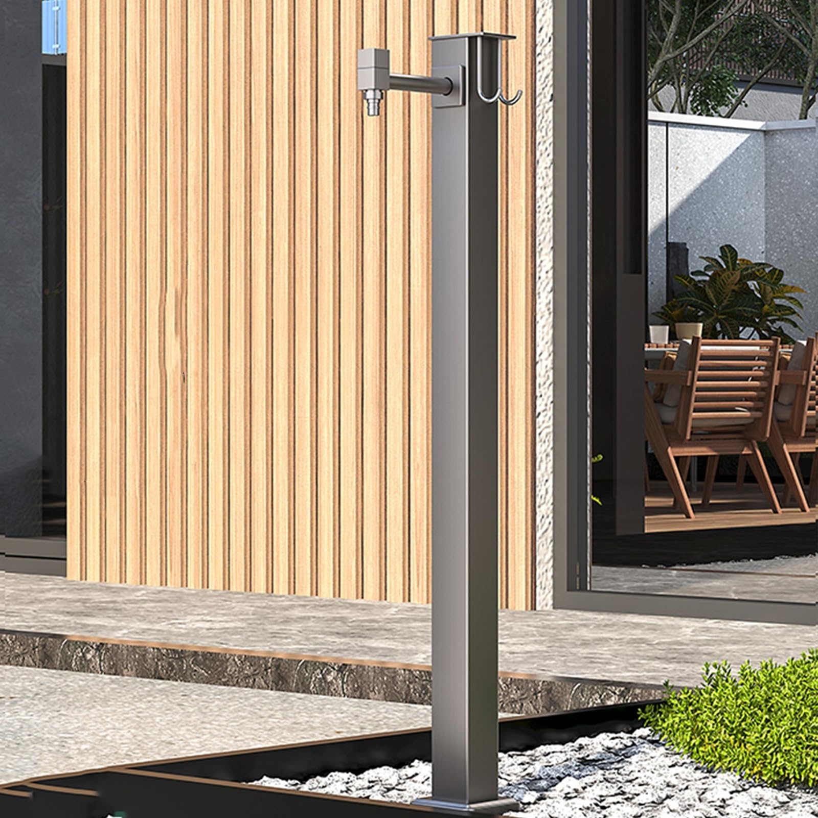 Columna de agua para exteriores, poste de grifo de jardín de acero inoxidable 304 con grifo de cobre, hidrante independiente a prueba de heladas, entrada de agua doble
