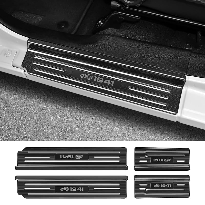 Protetor de Soleira para Jeep Wrangler JL JLU 2018–2026 e Gladiator JT 2020–2026 em Aço Inoxidável Preto Escovado Bercicci Kit com 4 Peças