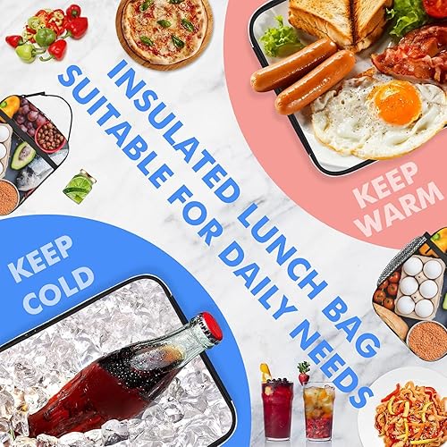 Miniatura 7 de Lonchera de poliéster con mariposas para niños y adolescentes, bonita bolsa térmica reutilizable para mujeres adultas, bolsas enfriadoras con