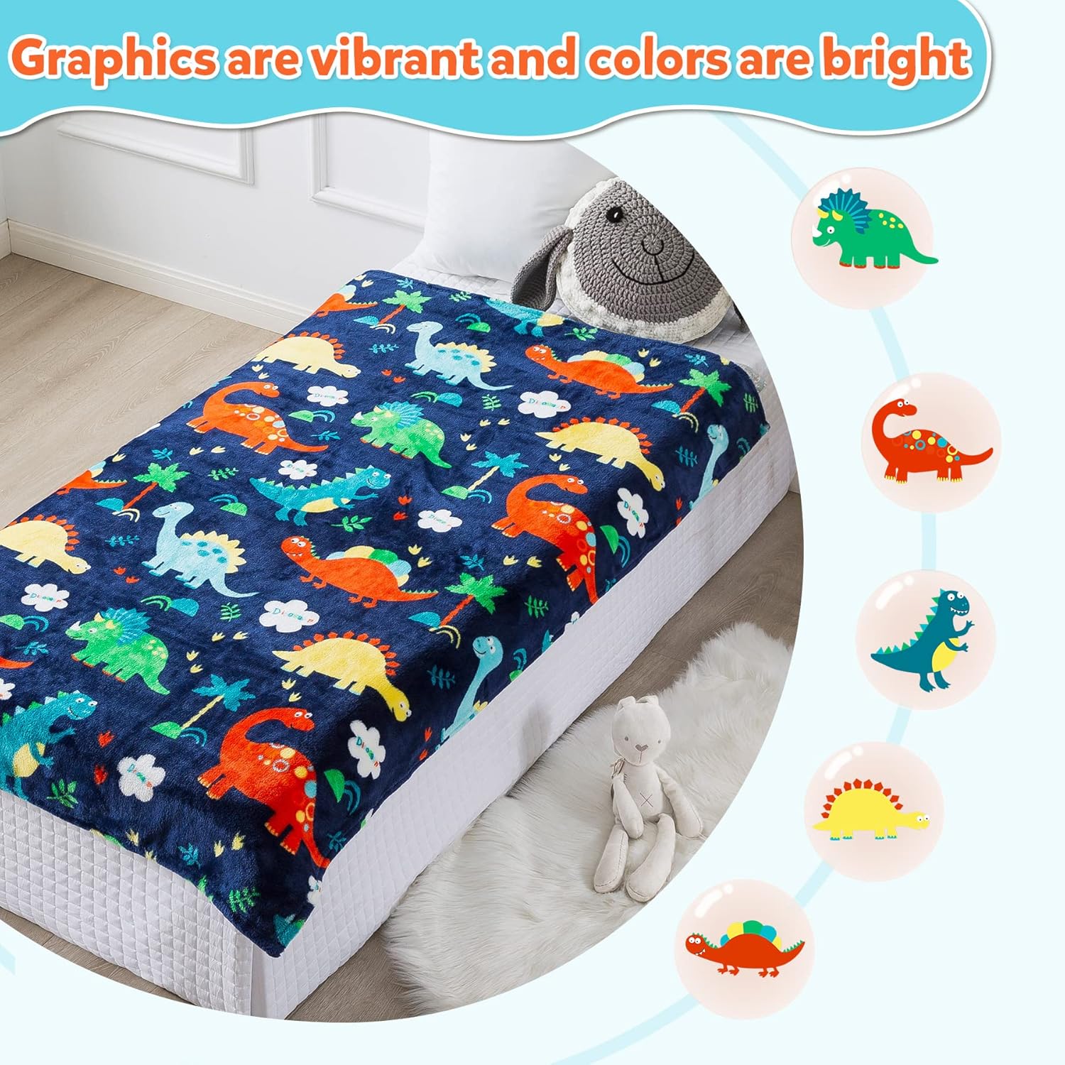Buy mermaker Dinosaur Blanket for Boys, Dinosaur Toddler Blanket for