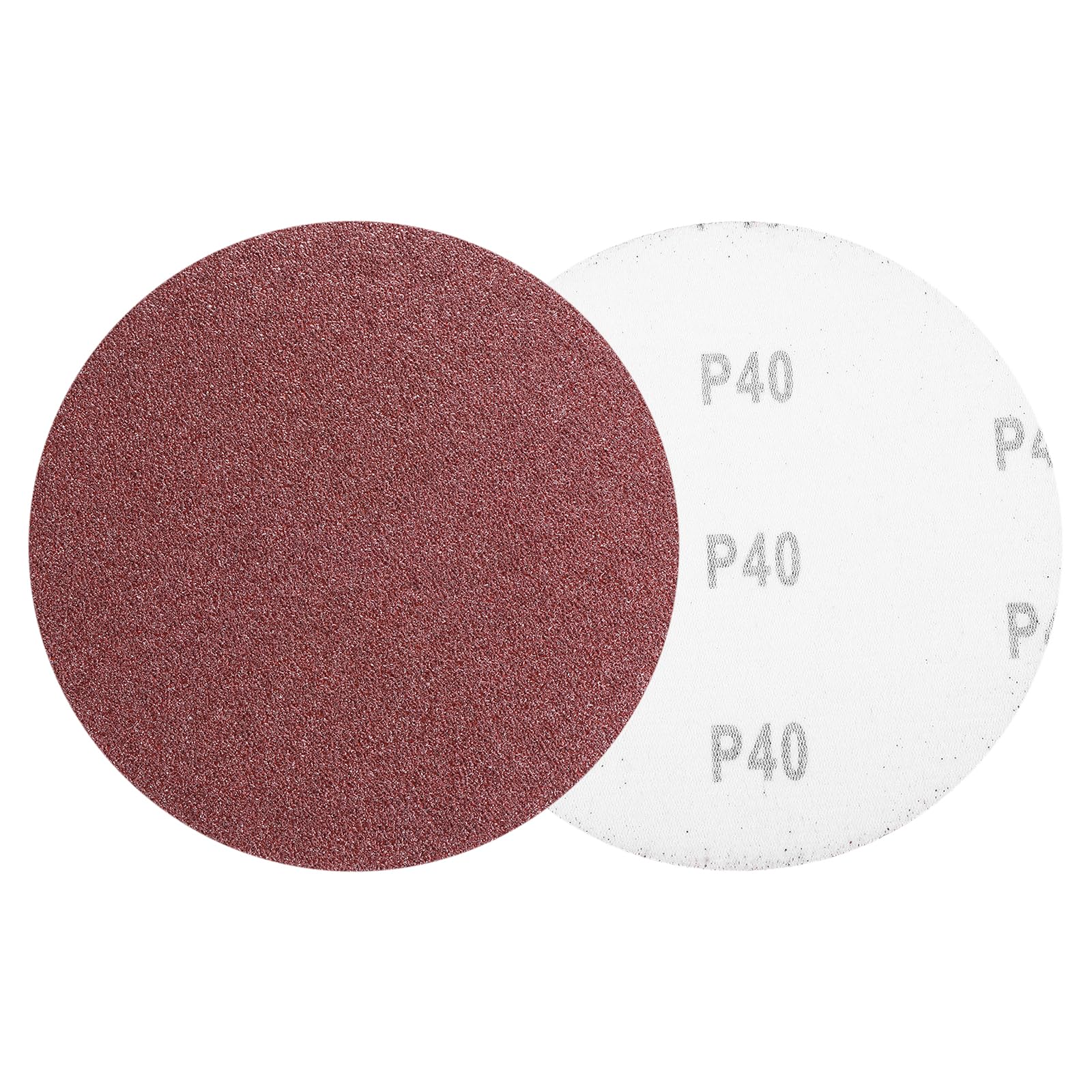 sourcing map 5 Pcs 125mm 5 Inch Sanding Discs, 40 Grit Hook and Loop Sandpaper, No-Hole Aluminum Oxide Orbital Sander Sandpaper for Woodworking Automotive Metal Polishing, Red — image 1