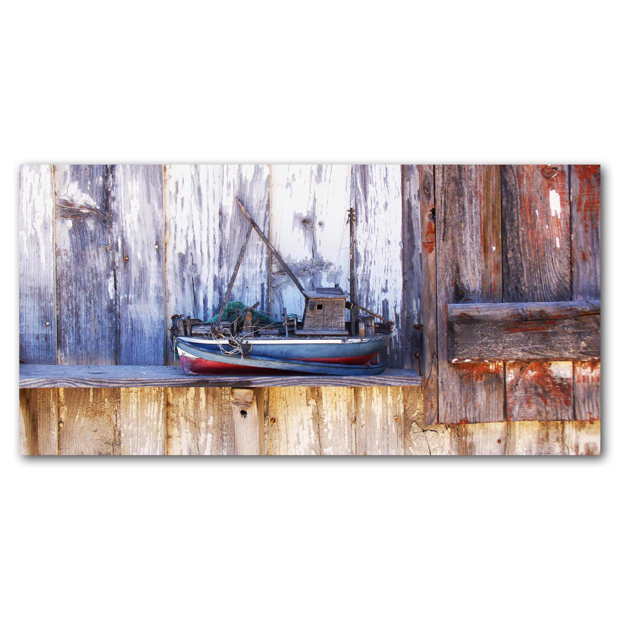 Glücksvilla - Fischerboot 1 (Acrylglas-Bild 5 mm, 80 x 40 cm) | div. Maße - aus DE - Kunstdruck Deko Wandbild quer - Frankreich Bretagne Insel Oléron Boote Schiff Hafen