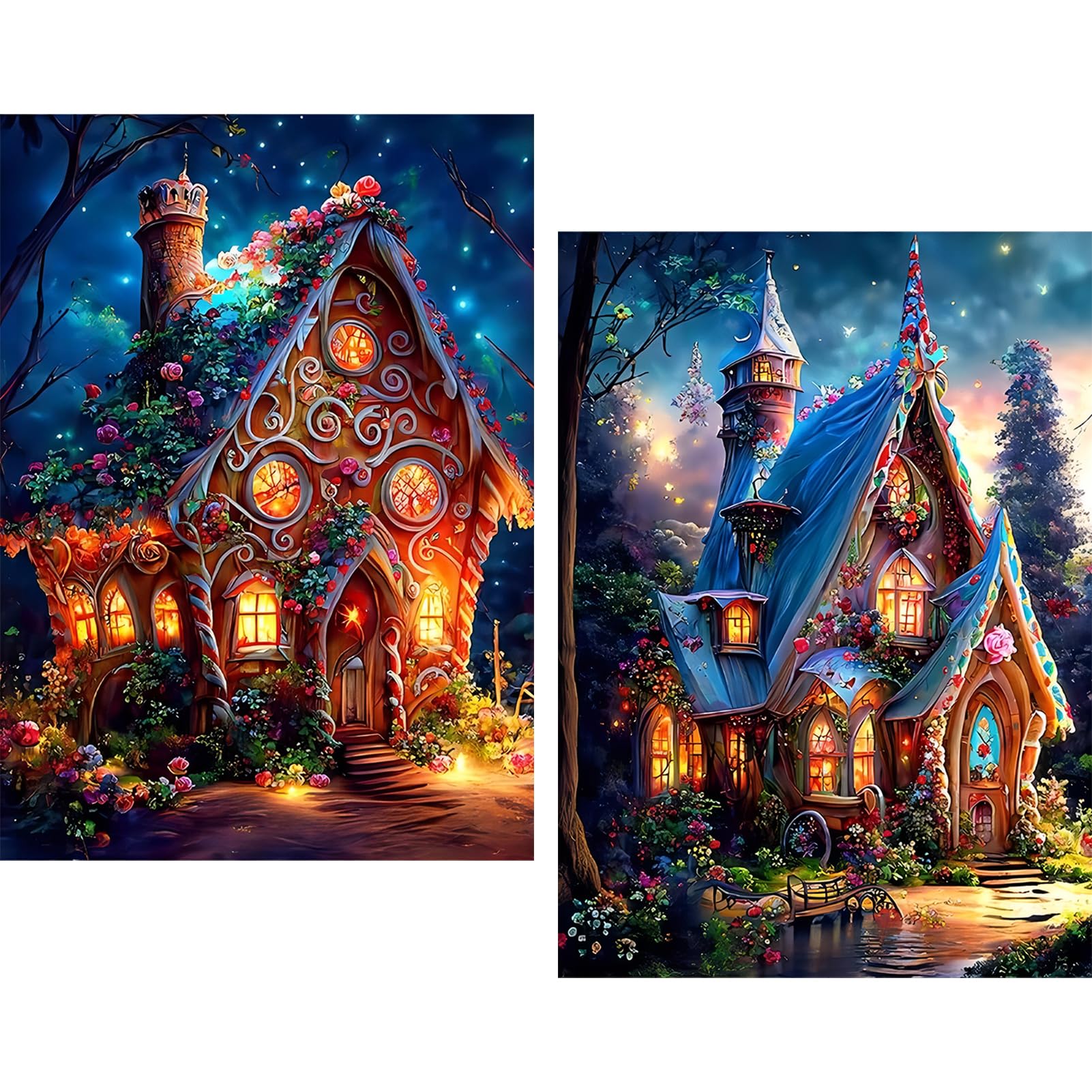 YALKIN 2 Packs 5D Diamond Painting, DIY Diamond Painting Set Diamond Painting Pictures DIY Embroidery Painting Kits for Home Wall 11.6X 15.6inch