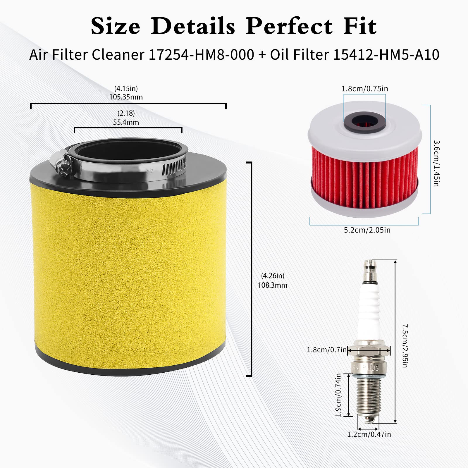 Amazon.com: JCKLW Air Filter 17254-HM8-000 Oil Filter Spark Plug