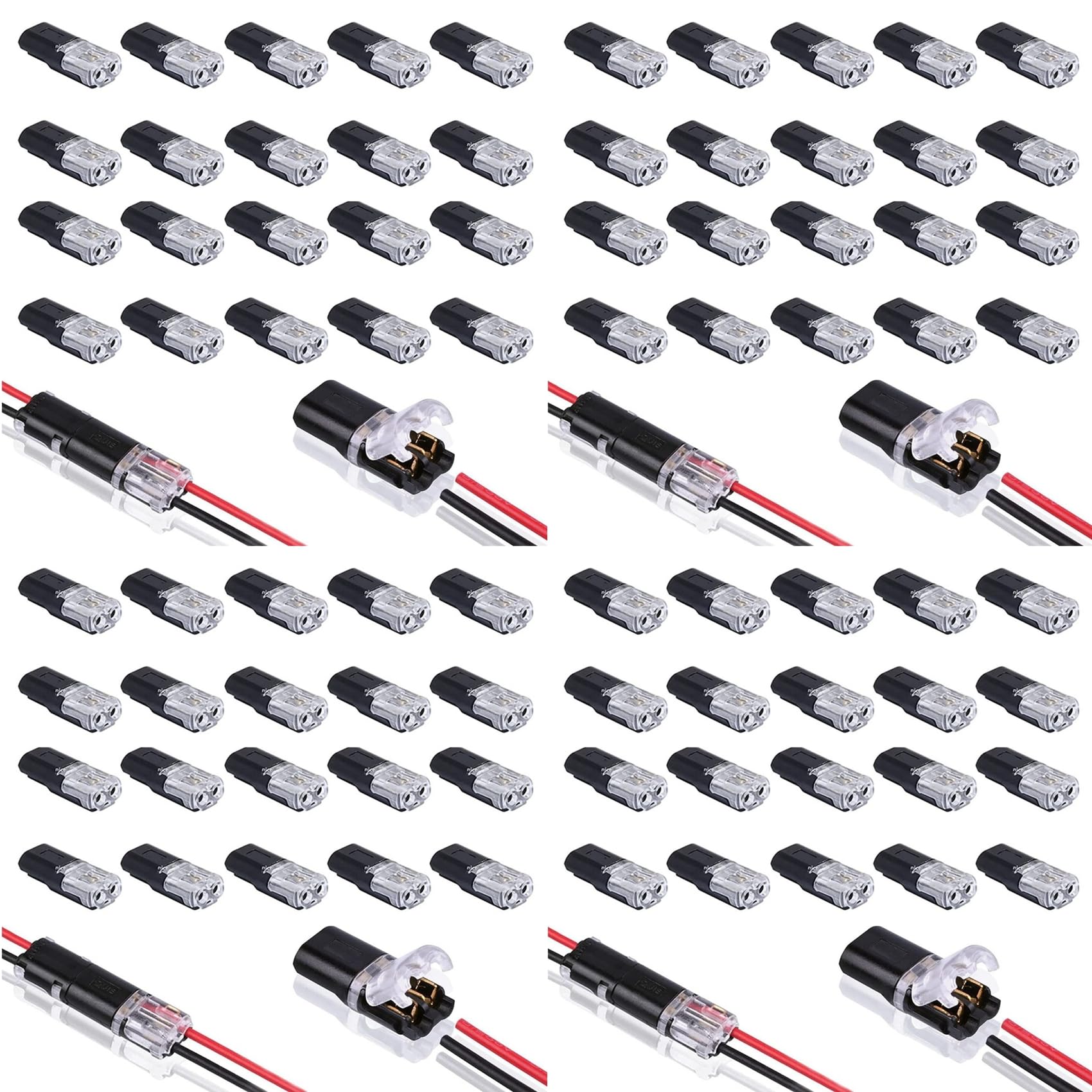 Jnchdghwa As Shown 80Pcs Double-Wire Plug-In Connector With Locking Buckle,Pluggable Connectors 2 Pin 2 Way Universal Compact Wire Terminal