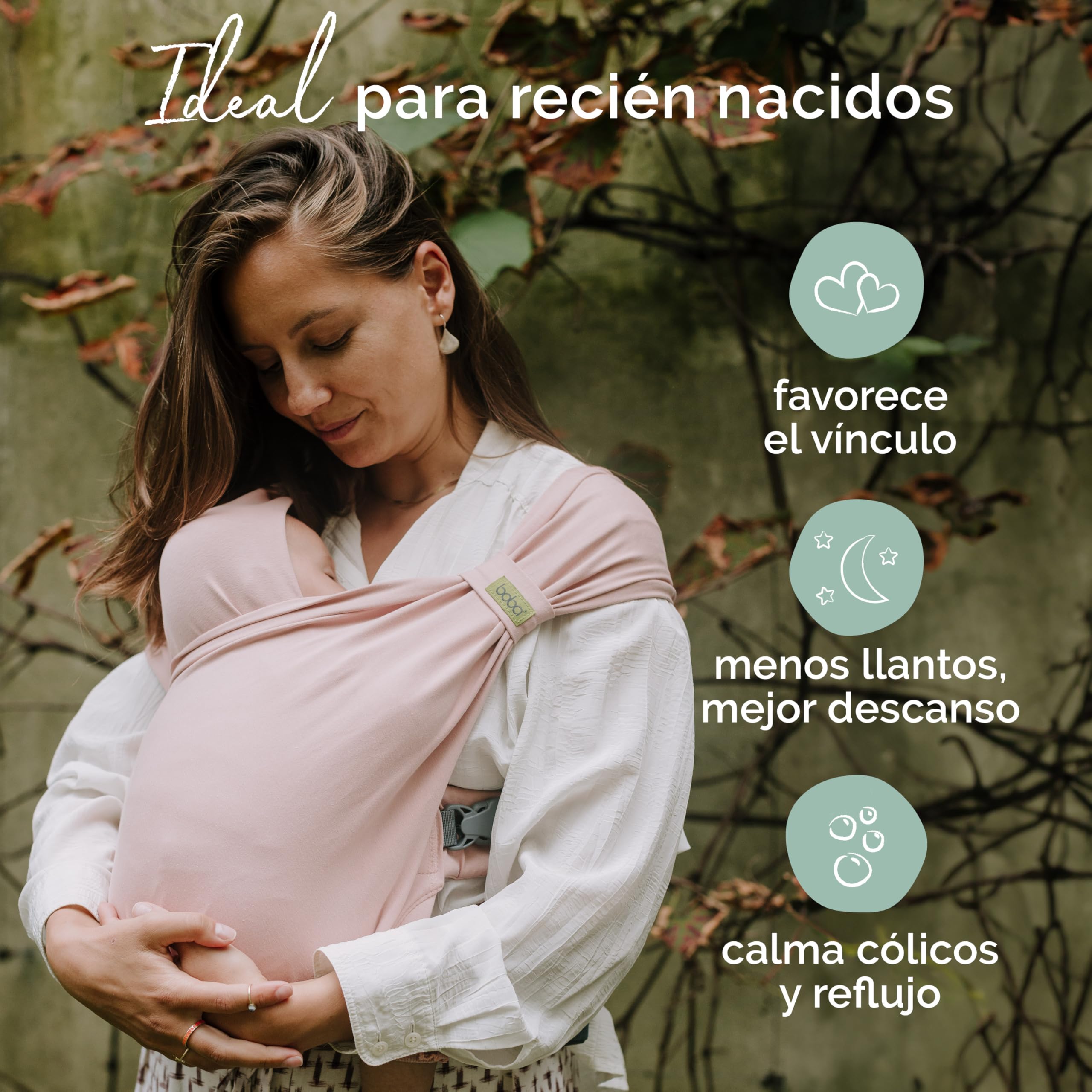 Boba Bliss Portabebés Recién Nacidos y Niños Pequeños, Mochila Portabebés Ergonómica, Fular Portabebé 2 en 1, Canguro para Bebé sin Ataduras, Fular Portabebé Suave y Elástico, 3-15kg (Bloom Bliss) - 3