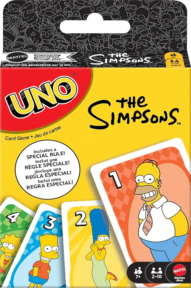 Mattel Games UNO The Simpsons Card Game for Kid, Adult &amp; Family Nights, Parties, Travel &amp; Camping, Toy Collectible Inspired by The Series