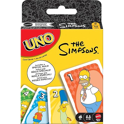 Mattel Games UNO The Simpsons Card Game for Kid, Adult & Family Nights, Parties, Travel & Camping, Toy Collectible Inspired by The Series