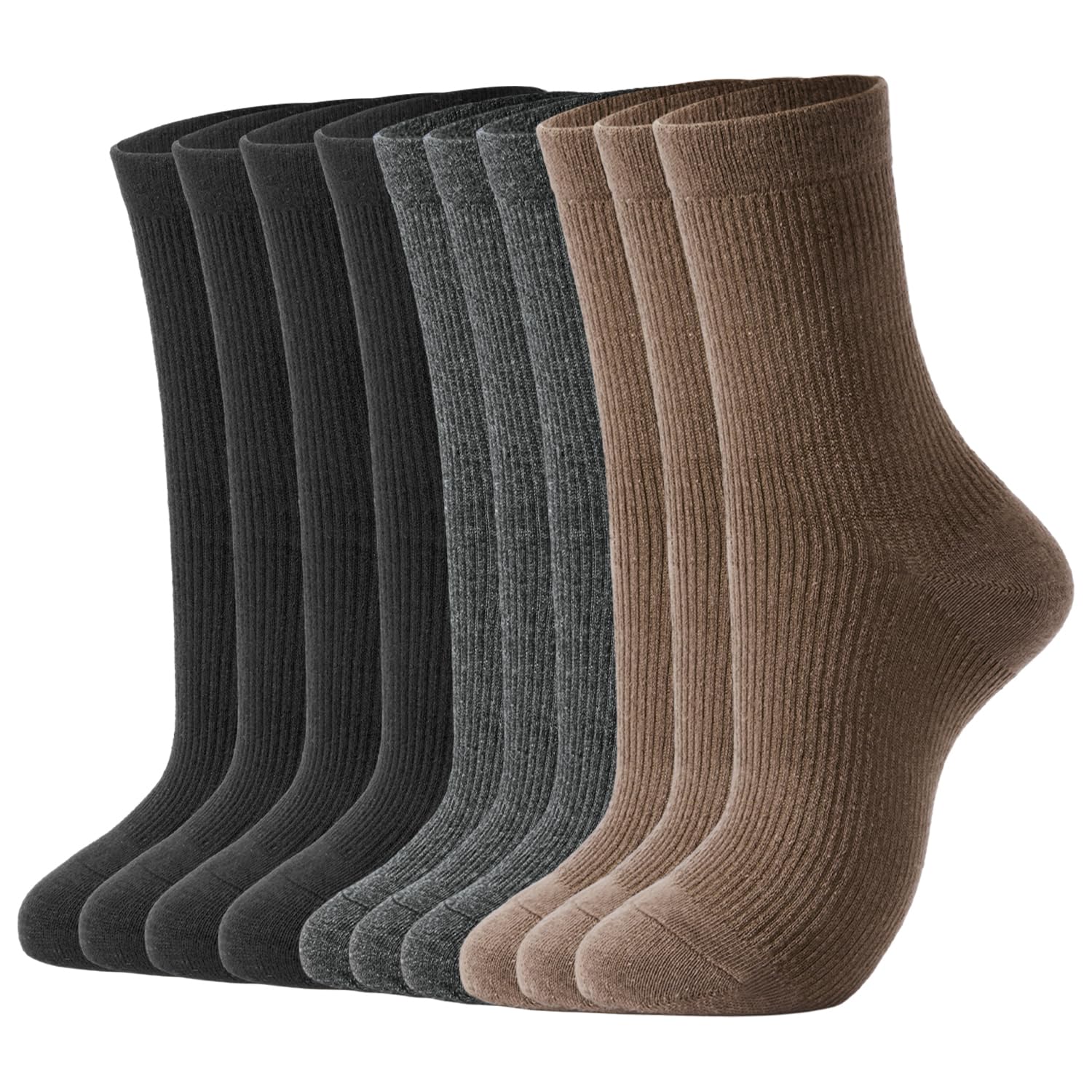 J-BOXCrew Socks for Women Knit Ribbed Cotton Socks Running Athletic Socks 10 pairs