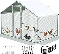 Vista 1 de Quictent Gallinero grande de metal para más de 10 aves de corral con paño de hardware lateral y cubierta impermeable, serie avanzada para Plateado