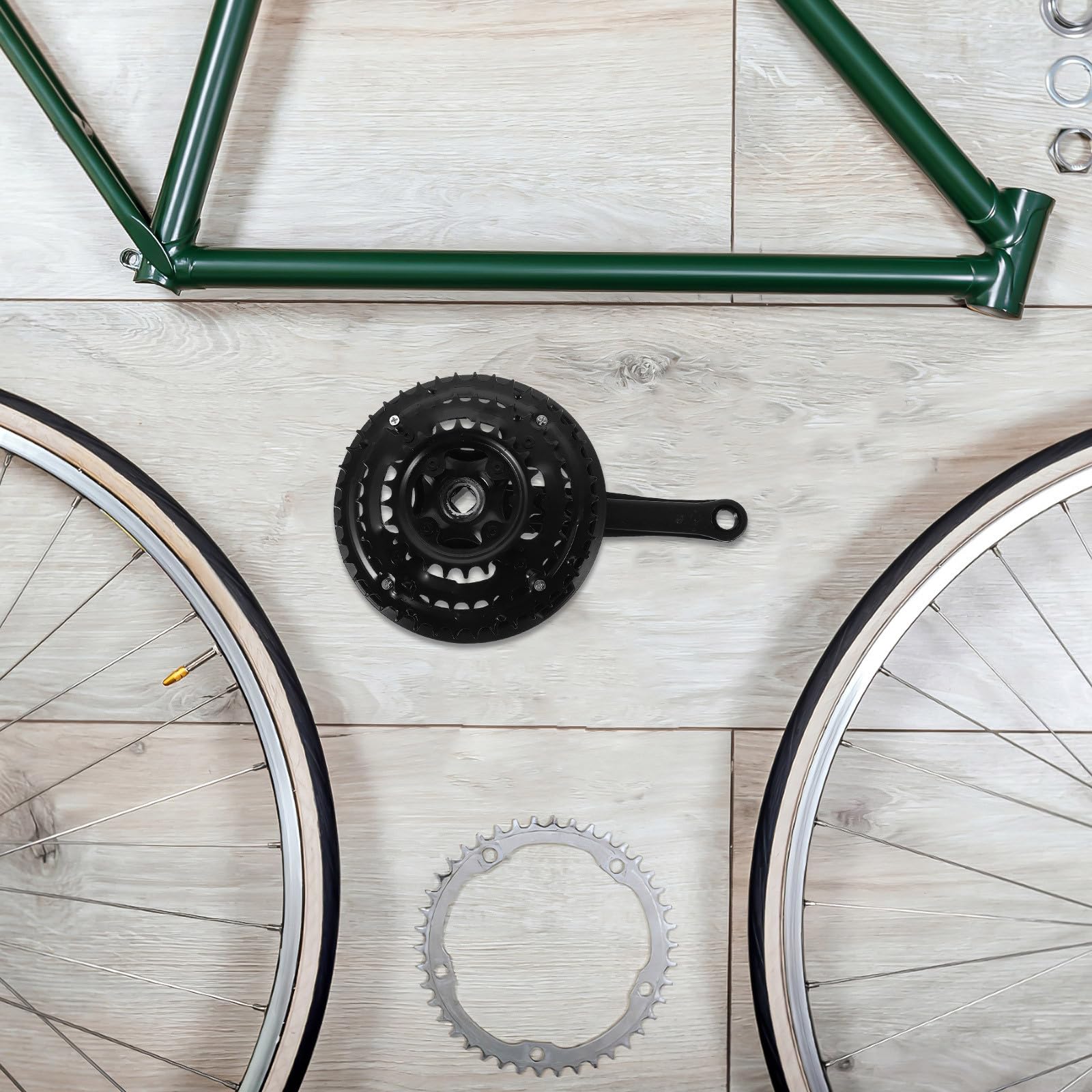 Guarnitura per Bicicletta Mountain Bike Corona in Acciaio al Carbonio, Braccio Pedivella Conico Quadrato Sostituibile, Accessorio Ricambio Ciclismo Versatile per Bici da Strada
