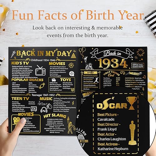 Miniatura 5 de OLOSONG Tarjeta de cumpleaños 90 para hombres y mujeres, divertidos regalos de cumpleaños 3D emergentes para abuela, mamá, papá, en 1934, feliz