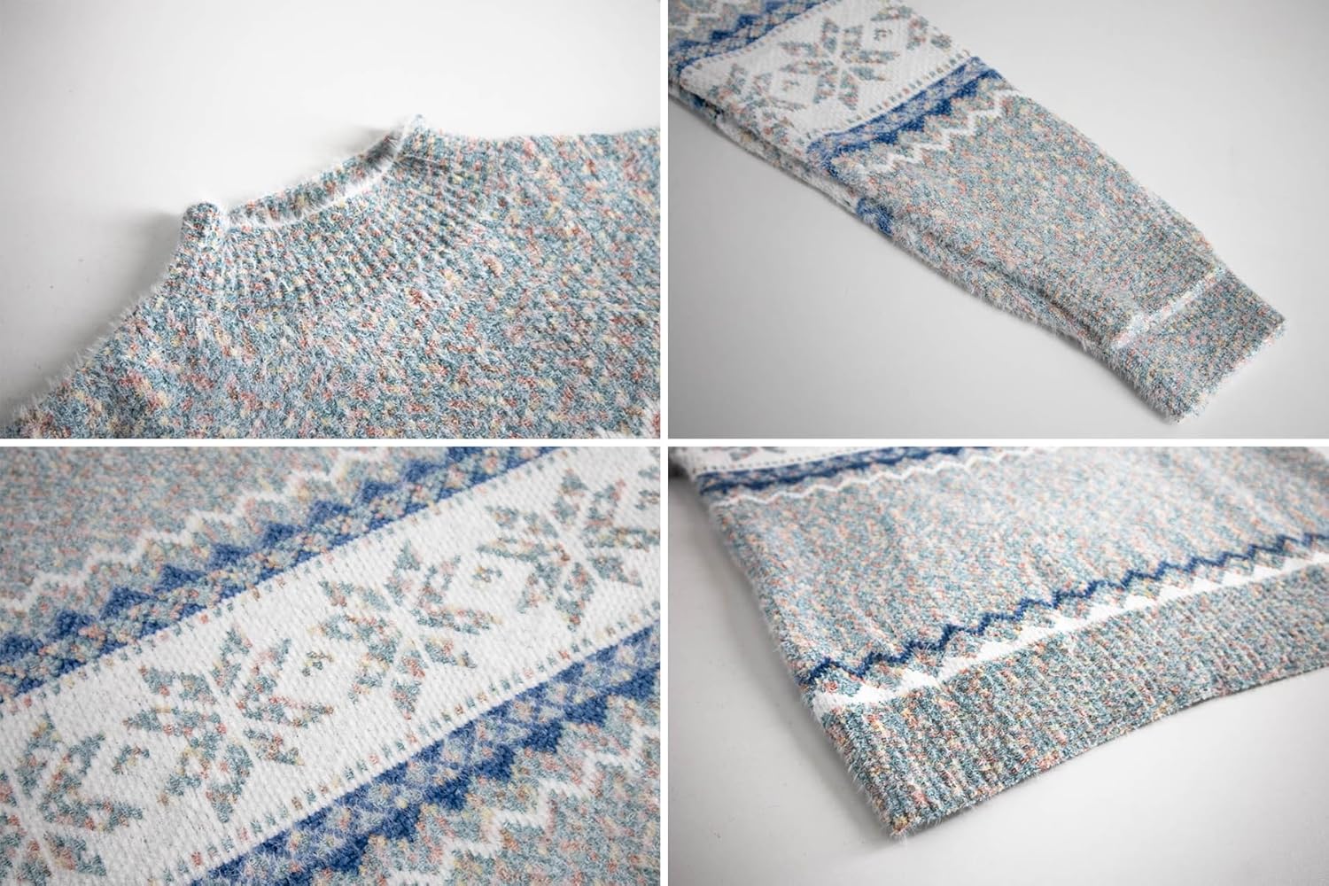 Snowflake Christmas Sweater for Women Casual Crewneck Long Sleeve Knitted Pullover Winter Holiday Jumper - Image 6