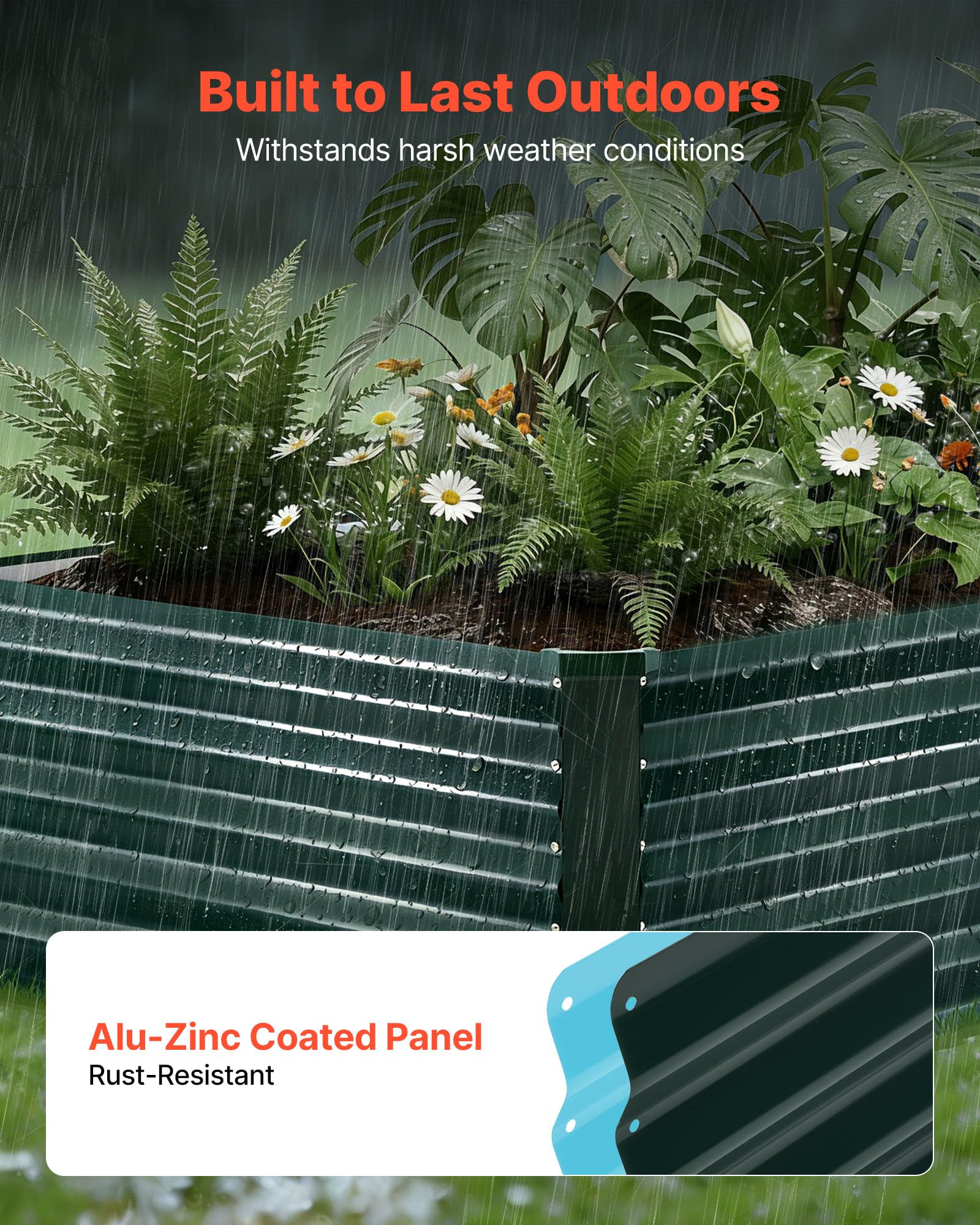 VEVOR Doniczka z ocynkowanej metalowej podwyższonej wysokości 2030 x 1020 x 460 mm, kwietnik ogrodniczy prostokątny na zewnątrz donica podnosząca rośnie kwiaty warzywa rośliny warzywne ogród balkon