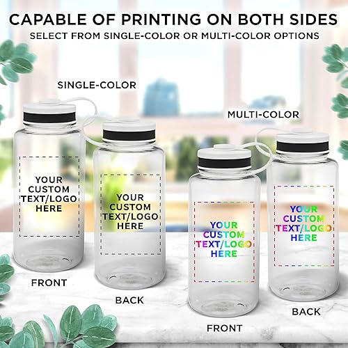 Miniatura 6 de DISCOUNT PROMOS Botellas de agua deportivas de plástico personalizadas con tapa abatible de 38 onzas, juego de 50, paquete personalizado a granel,