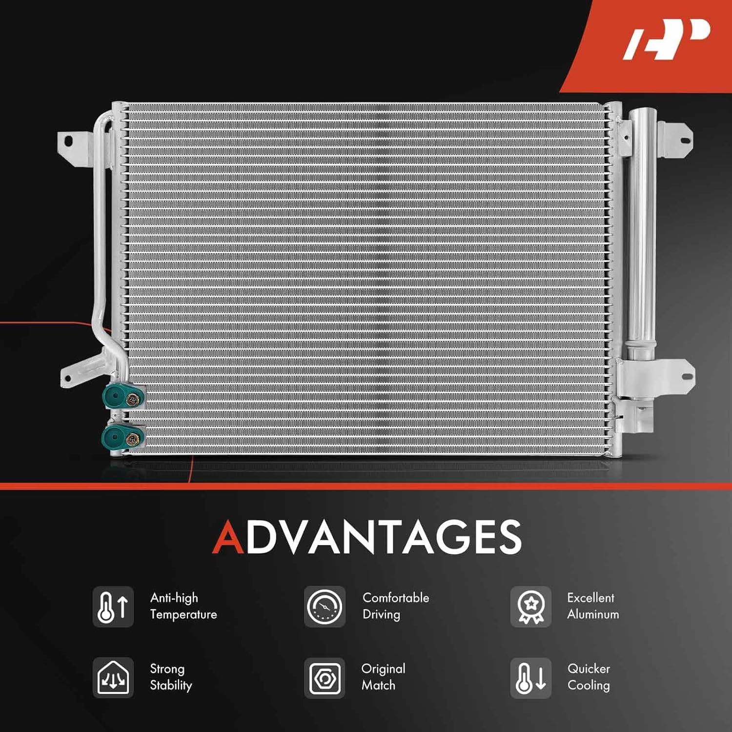 A-Premium Air Conditioning A/C Condenser Compatible with Volkswagen Jetta 2016-2018, Beetle 2016-2019, 1.4L 1.8L 2.0L, Turbocharged