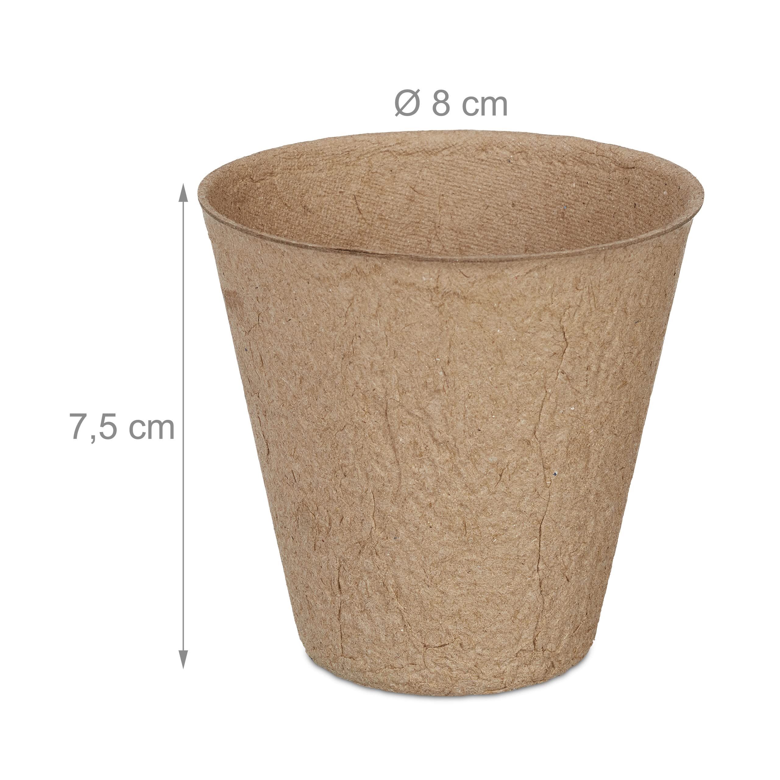 Relaxdays Set 600 Semilleros, Biodegradables, Macetas Semillas Redondas, Planteros Pequeñas Celulosa, 7,5x8 cm, Natural